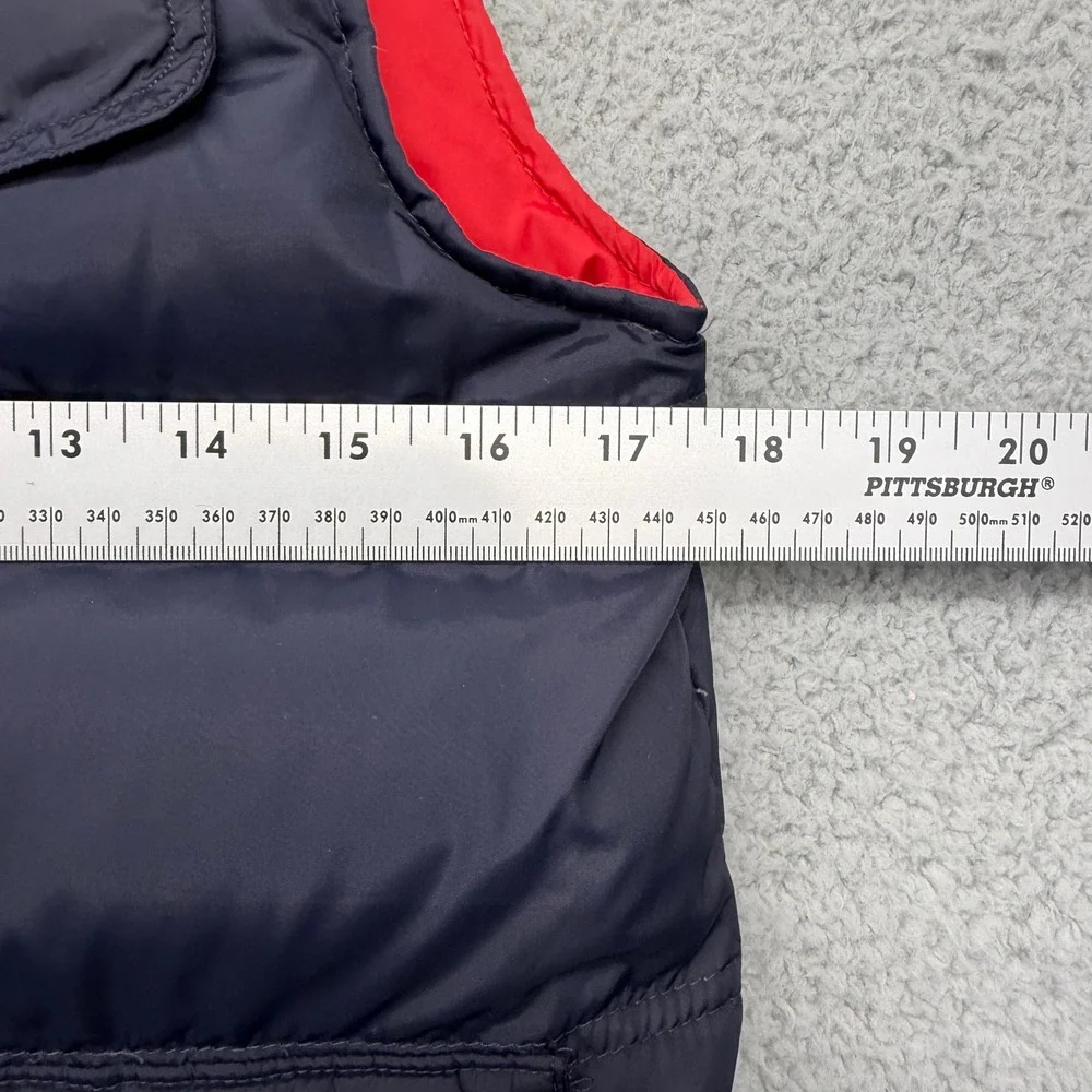 Lands End 392059 Kids Size Medium 10-12 Navy Blue Red Down Insulated Puffer Vest